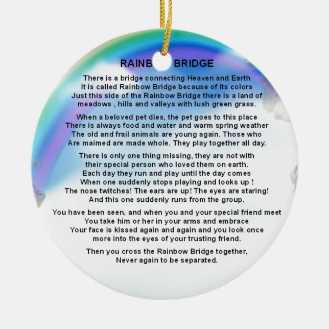 Rainbow Bridge Poem Ceramic Ornament (Front)