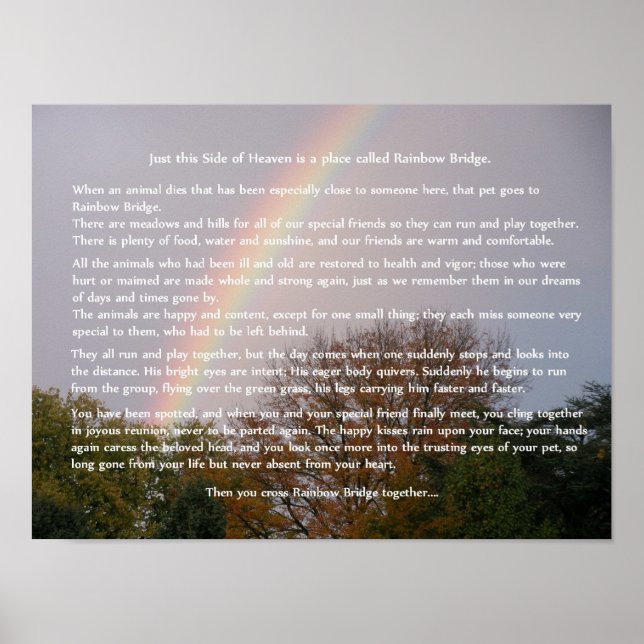 Rainbow Bridge Poem Customizable Gifts Poster (Front)