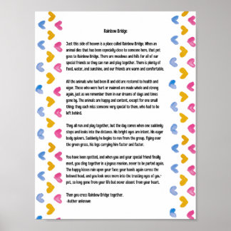 Rainbow Bridge Poem Heart border Poster