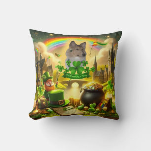Rainbow Bridge Sable Collie on St. Patrick's Day Throw Pillow