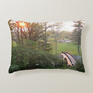 Rainbow Bridge Sunset at Grove City College Decorative Pillow