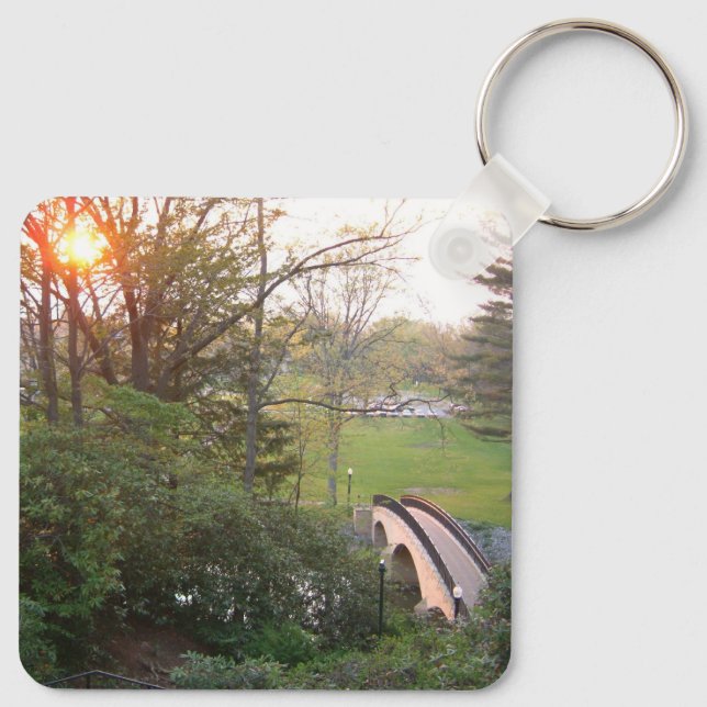 Rainbow Bridge Sunset at Grove City College Keychain (Back)