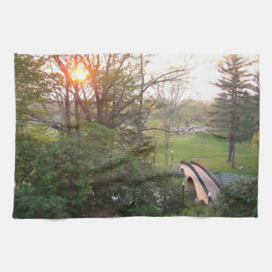Rainbow Bridge Sunset at Grove City College Kitchen Towel