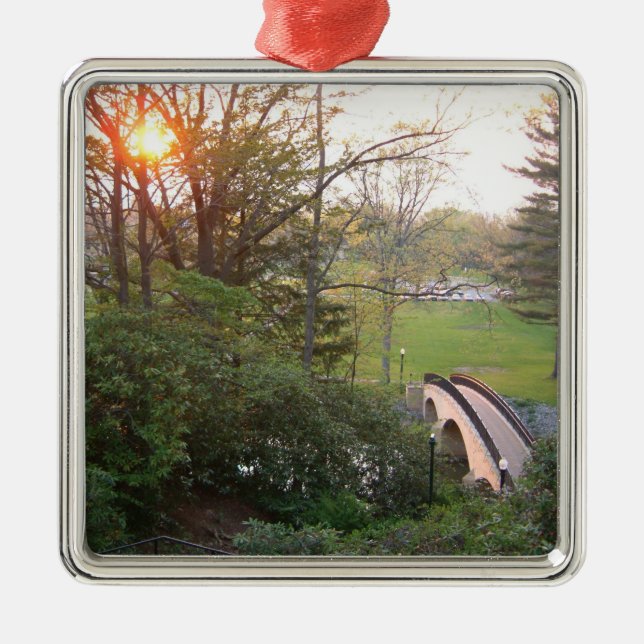 Rainbow Bridge Sunset at Grove City College Metal Ornament (Front)