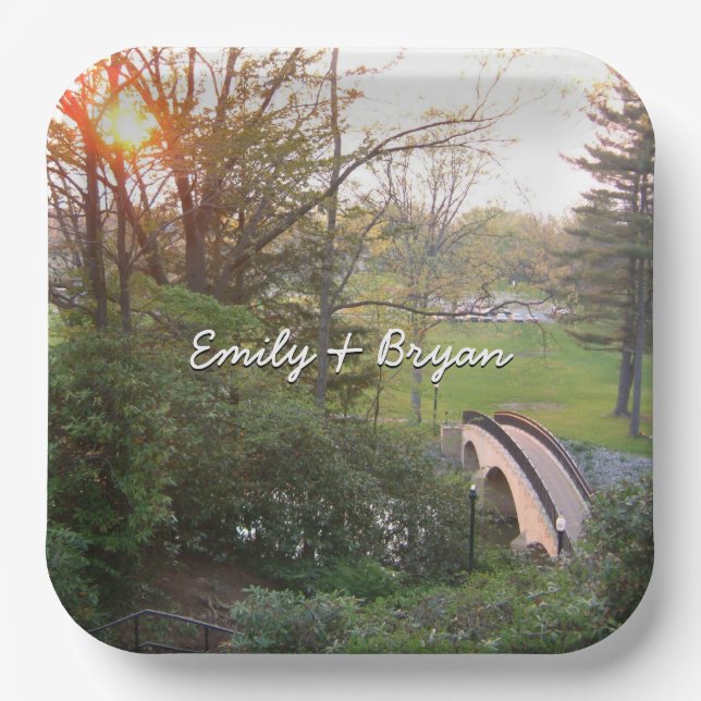 Rainbow Bridge Sunset at Grove City College Paper Plate (Front)