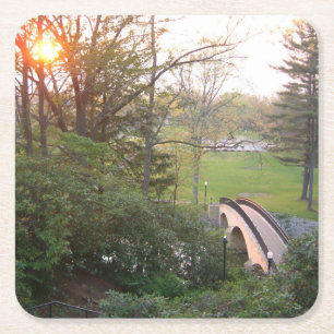 Rainbow Bridge Sunset at Grove City College Square Paper Coaster
