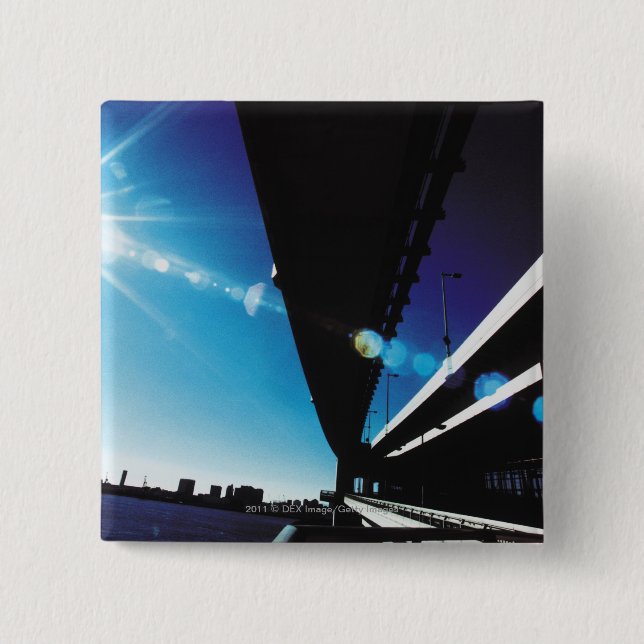 Rainbow Bridge, Tokyo 2 Inch Square Button (Front)