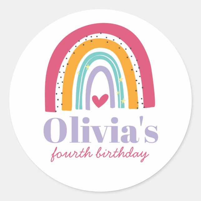 Rainbow Bright Birthday Classic Round Sticker (Front)