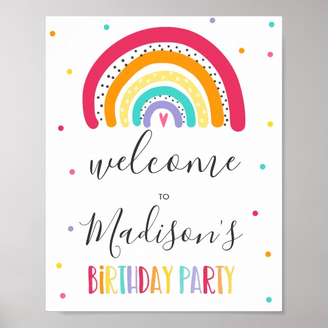 Rainbow Bright Birthday Party Poster (Front)