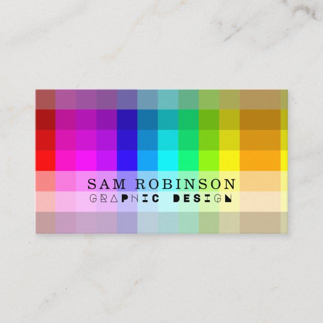 Rainbow Bright Colourful Cool Graphic Designer Business Card (Front)