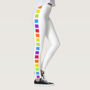 Rainbow Bright Colourful White Leggings