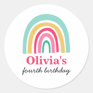 Rainbow bright colours birthday party classic round sticker