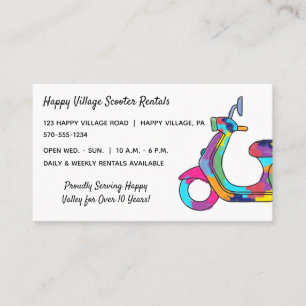 Rainbow Bright Colours Scooter Moped Rentals Repai Business Card