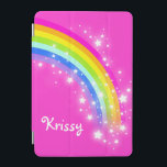 Rainbow bright pink girls named ipad cover<br><div class="desc">Perfect to protect your kid girls ipad screen. Add your name to this ipad case. Currently reads Krissy. This original rainbow graphic case is designed by Sarah Trett.</div>