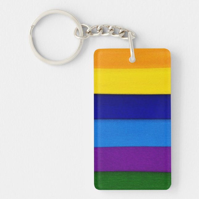 Rainbow bright striped keyring (Front)