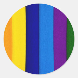 Rainbow bright stripes classic round sticker