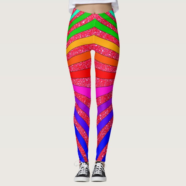 Rainbow Brights Pop Art Trendy Sparkly Fun Leggings (Front)