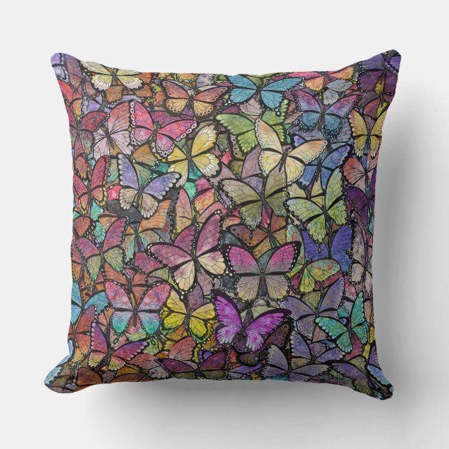 rainbow brite fantasy butterfly pattern throw pillow (Front)