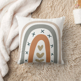 Rainbow brown beige grey modern white muted earth throw pillow