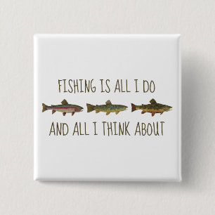Rainbow Brown Brook Trout Fishing Quote 2 Inch Square Button