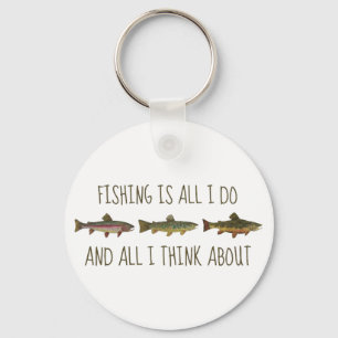 Rainbow Brown Brook Trout Fishing Quote Keychain