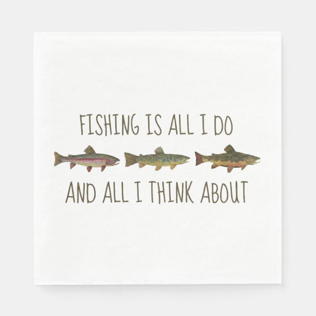 Rainbow Brown Brook Trout Fishing Quote Napkin (Front)