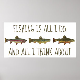 Rainbow Brown Brook Trout Fishing Quote Poster