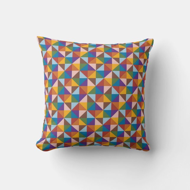Rainbow, Brown, Pink and Blue Pinwheel Throw Pillow (Front)
