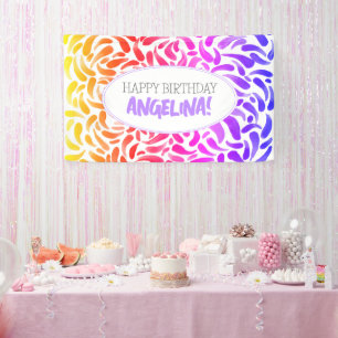Rainbow Brush Paint Birthday Party Banner