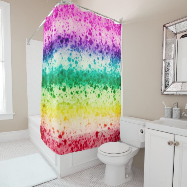 Rainbow Brush Splatter Modern Abstract Art (In Situ)