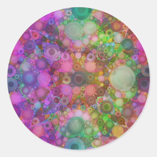 Rainbow Bubble Abstract Classic Round Sticker (Front)