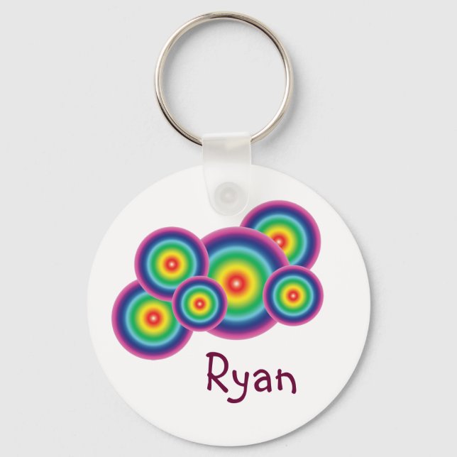 Rainbow Bubble Name Tag Key Chain (Front)