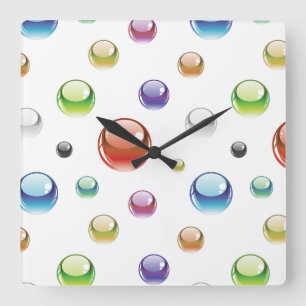 Rainbow Bubble Pattern Square Wall Clock