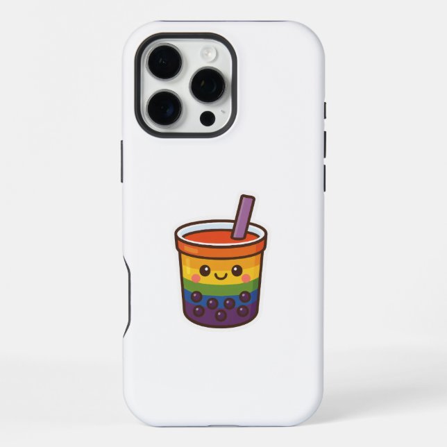 Rainbow Bubble Tea LGBTQ+ Pride iPhone Case (Back)