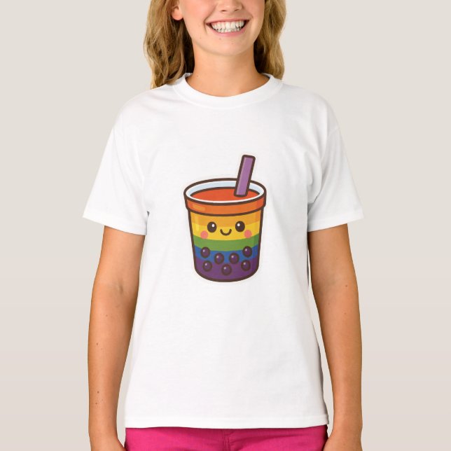 Rainbow Bubble Tea LGBTQ+ Pride T-Shirt (Front)