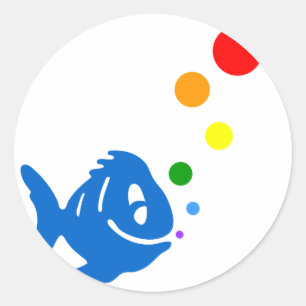 rainbow bubblefish classic round sticker