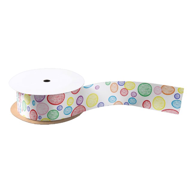Rainbow Bubbles Lightened Satin Ribbon (Spool)