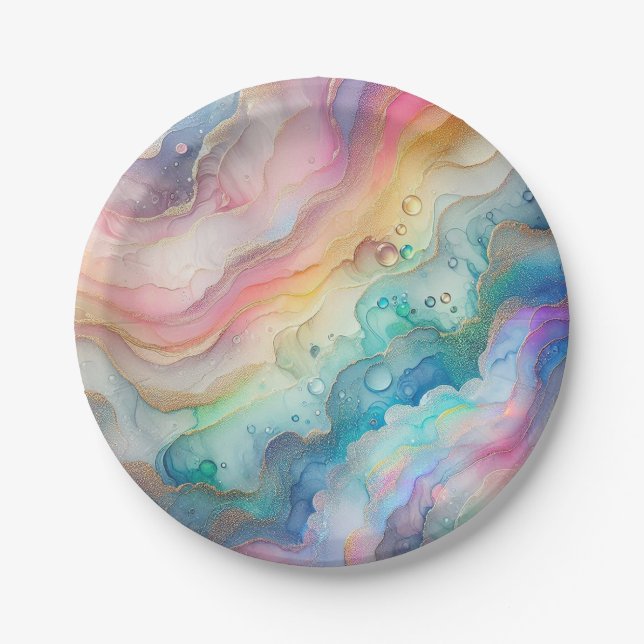 Rainbow Bubbles Paper & Party Plates (Front)