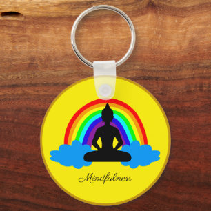 Rainbow Buddha & Mindfulness, Meditation / Yoga Keychain