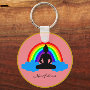 Rainbow Buddha & Mindfulness, Meditation / Yoga Keychain