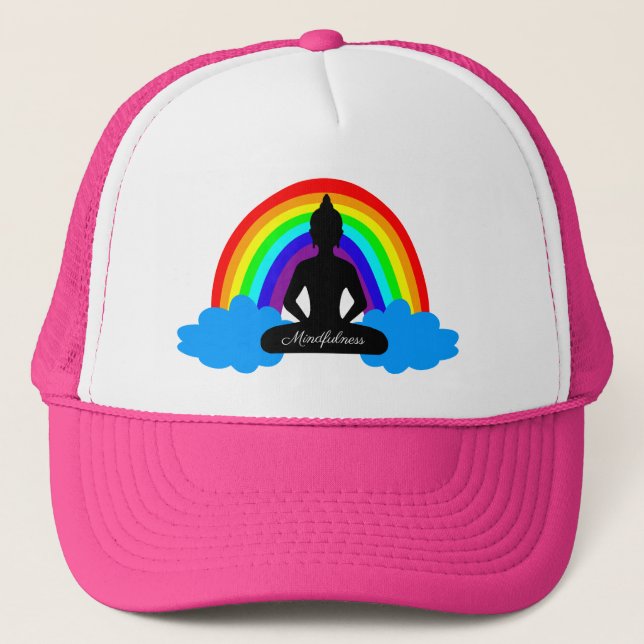 Rainbow Buddha & Mindfulness /positive meditation Trucker Hat (Front)
