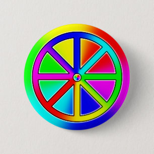 Rainbow Buddhist Wheel 2 Inch Round Button