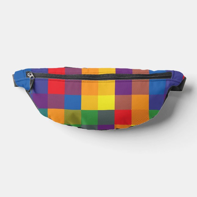 Rainbow Buffalo Check Pride Flag Plaid Colourful Fanny Pack (Lay Down)