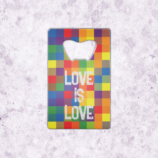 Rainbow Buffalo Check Pride Plaid Personalize Credit Card Bottle Opener