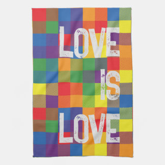 Rainbow Buffalo Check Pride Plaid Personalize Kitchen Towel
