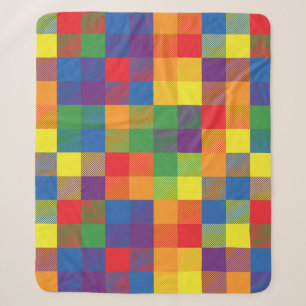 Rainbow Buffalo Check Pride Plaid Sherpa Blanket