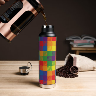 Rainbow Buffalo Check Pride Plaid Water Bottle