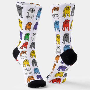 Rainbow Bulldog Doggy Dog Rainbow Mixed Breed Socks