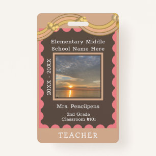Rainbow Bulletin Board Custom Teacher Staff ID Ba Badge