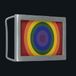 Rainbow Bullseye Rectangular Belt Buckle<br><div class="desc">Concentric circles form a rainbow coloured bullseye. The outermost circle is red,  followed by orange,  yellow,  green,  blue,  indigo,  and ending with violet in the centre. Celebrate your LGBT pride or your love of rainbows! 

 Digitally created 7500 x 7500 pixel image. 
 Copyright ©2011 Claire E. Skinner,  All rights reserved.</div>